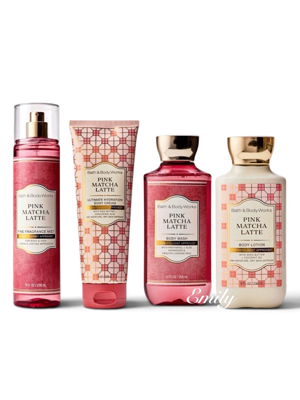 Bath & Body Works PINK MATCHA LATTE Body Care Set Bundle